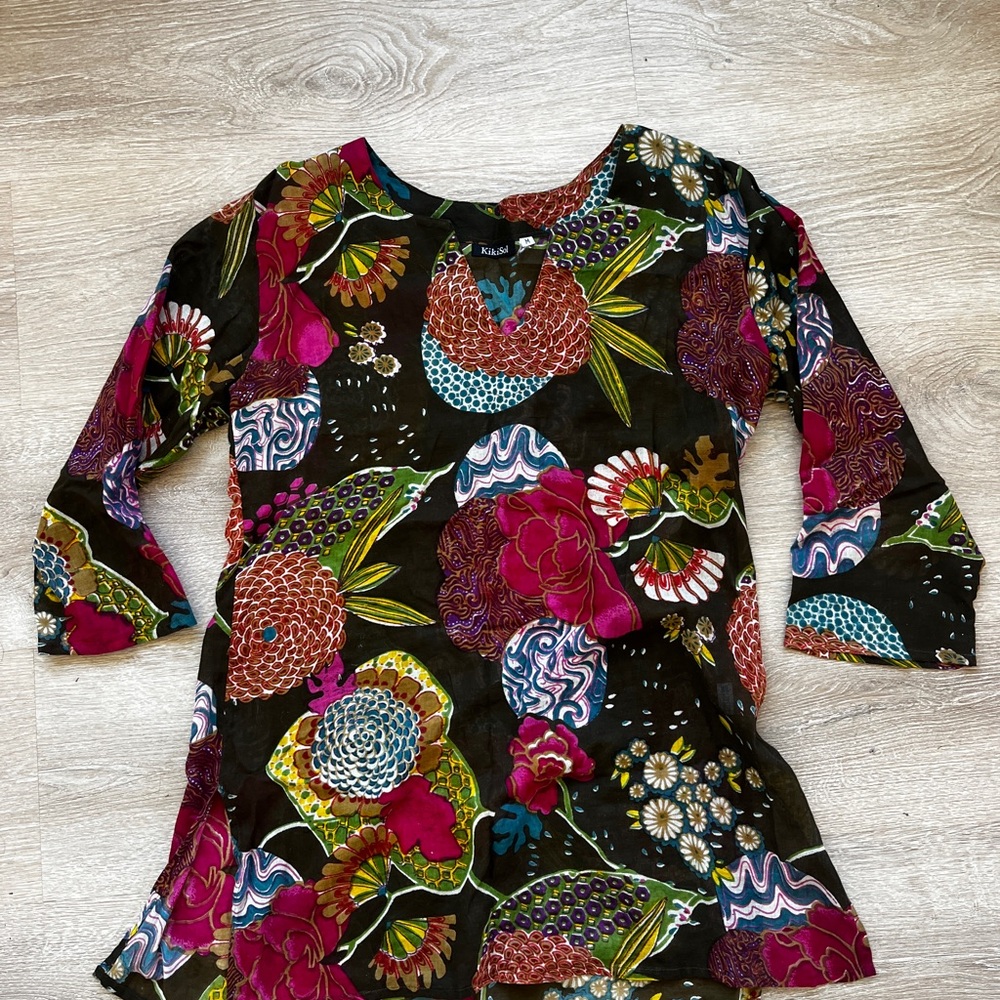 Kikisol Floral Print Tunic Top